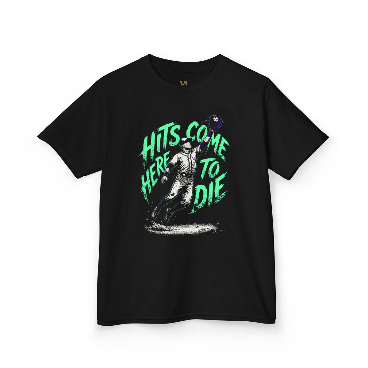 Hits Came Here to Die Youth Baseball Graphic Tee