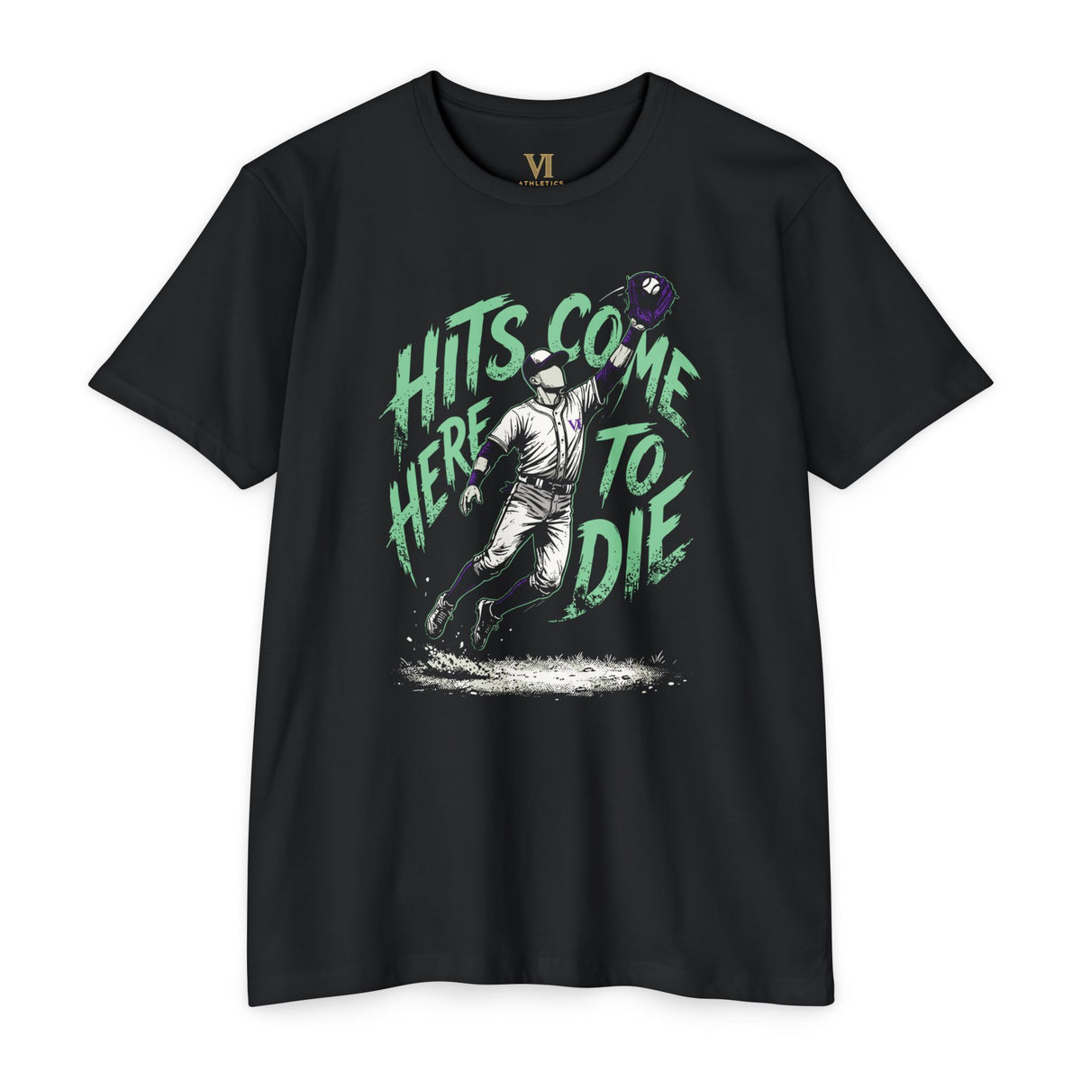Hits Come Here to Die Baseball Graphic Tee