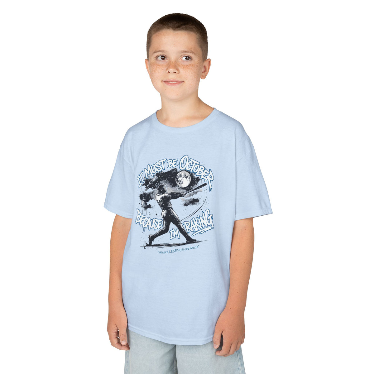October Raking Youth Baseball Graphic Tee