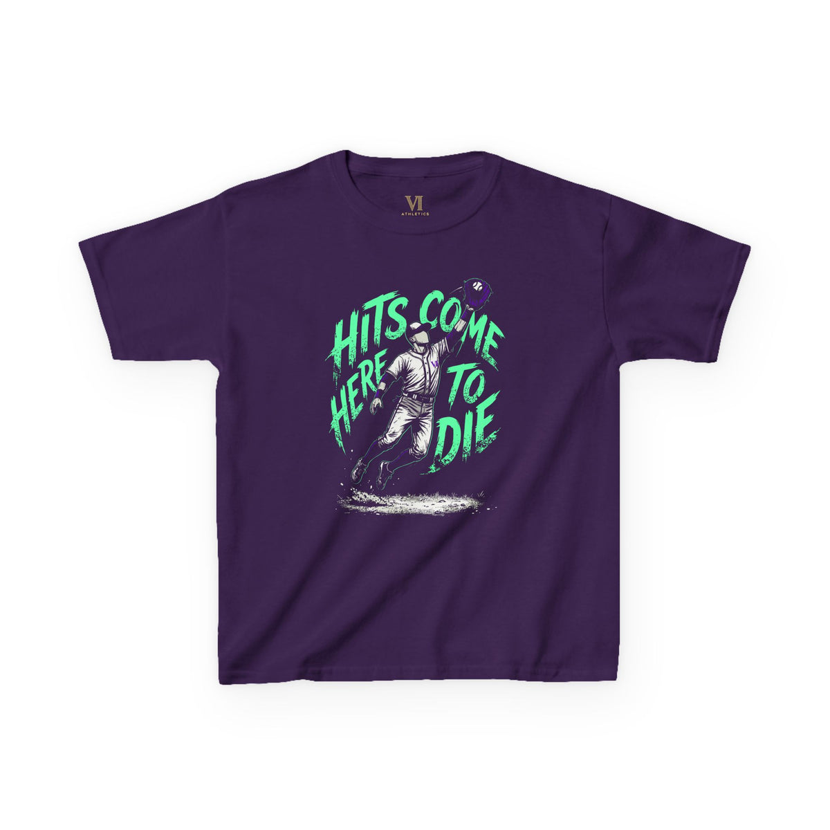 Hits Came Here to Die Youth Baseball Graphic Tee