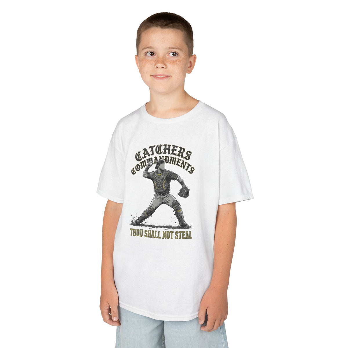 Catchers Commandments Youth Baseball Graphic Tee