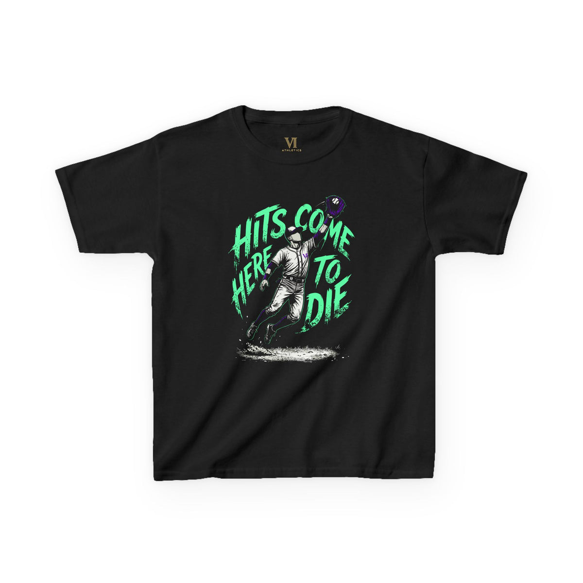Hits Came Here to Die Youth Baseball Graphic Tee