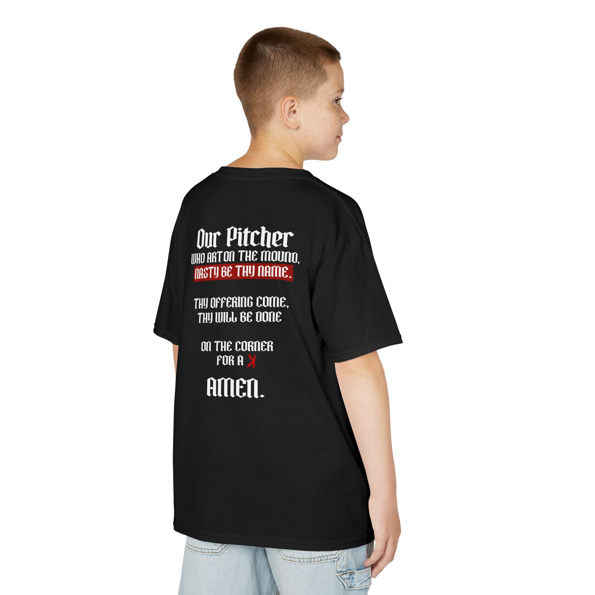Pitcher's Prayer Youth Baseball Graphic Tee
