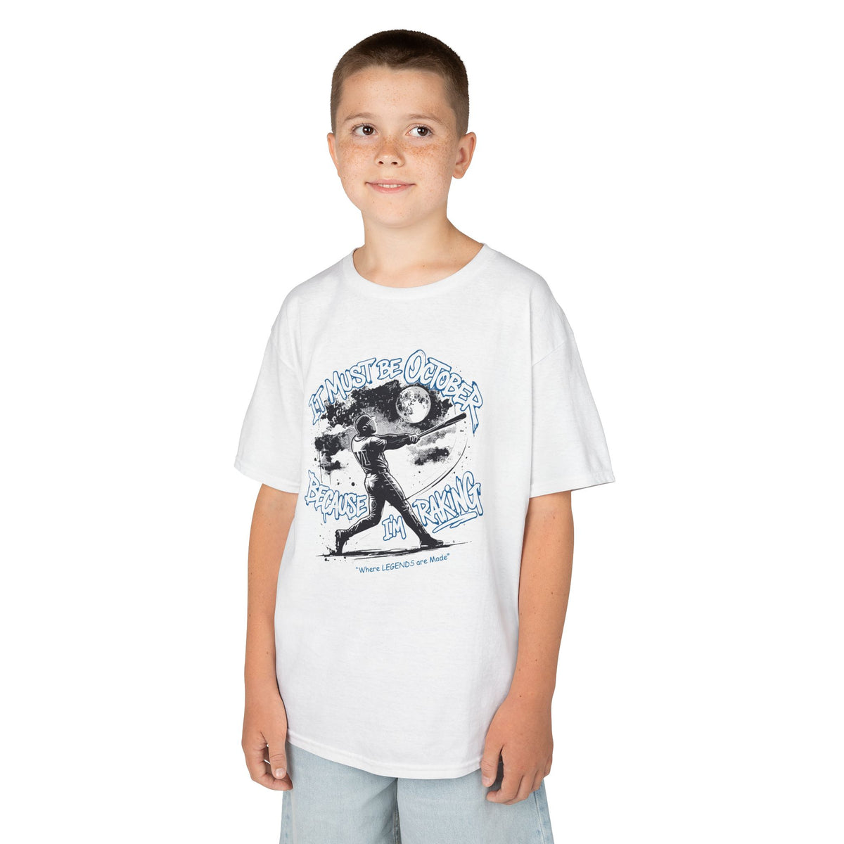 October Raking Youth Baseball Graphic Tee