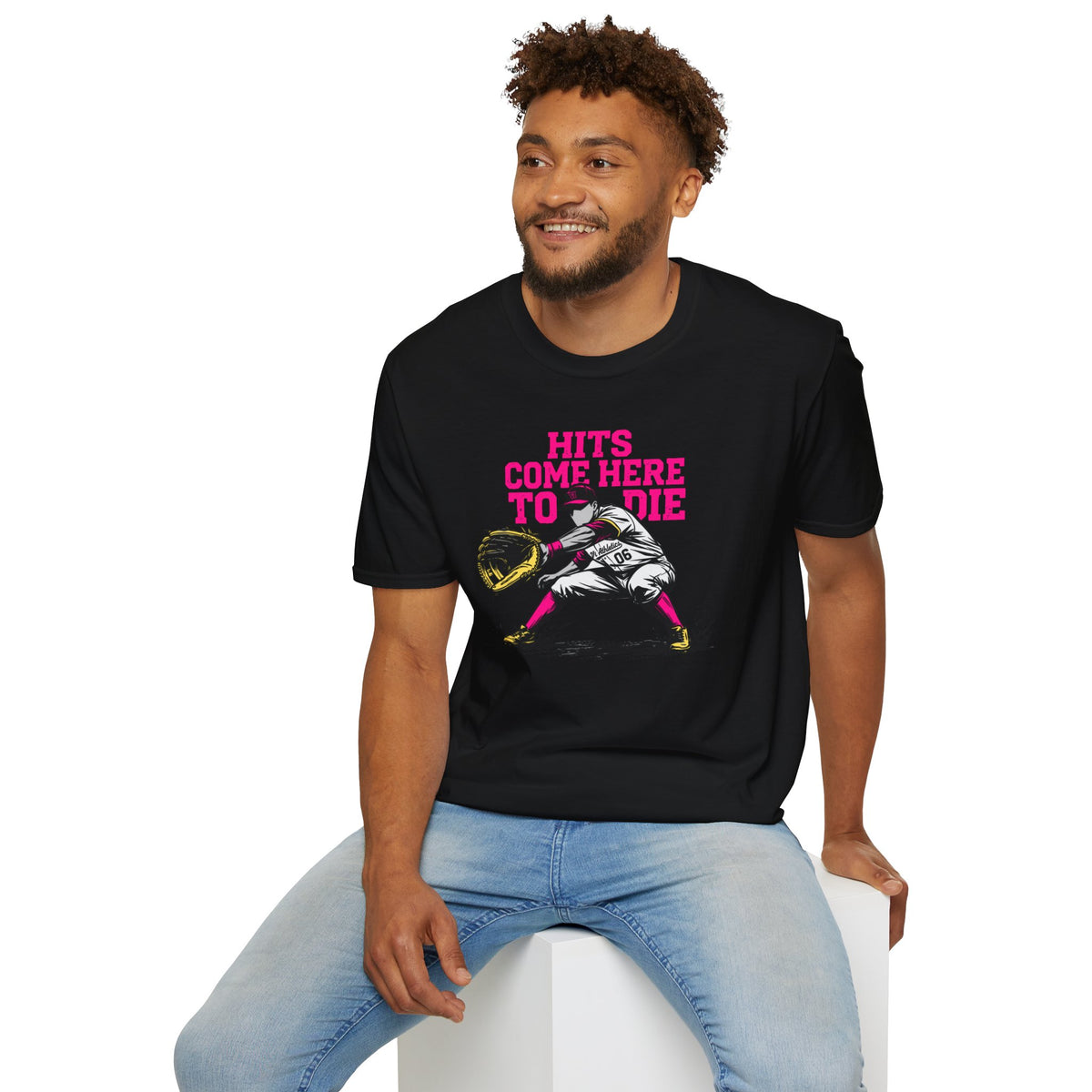 Hits Come Here to Die Infielder Baseball Graphic Tee