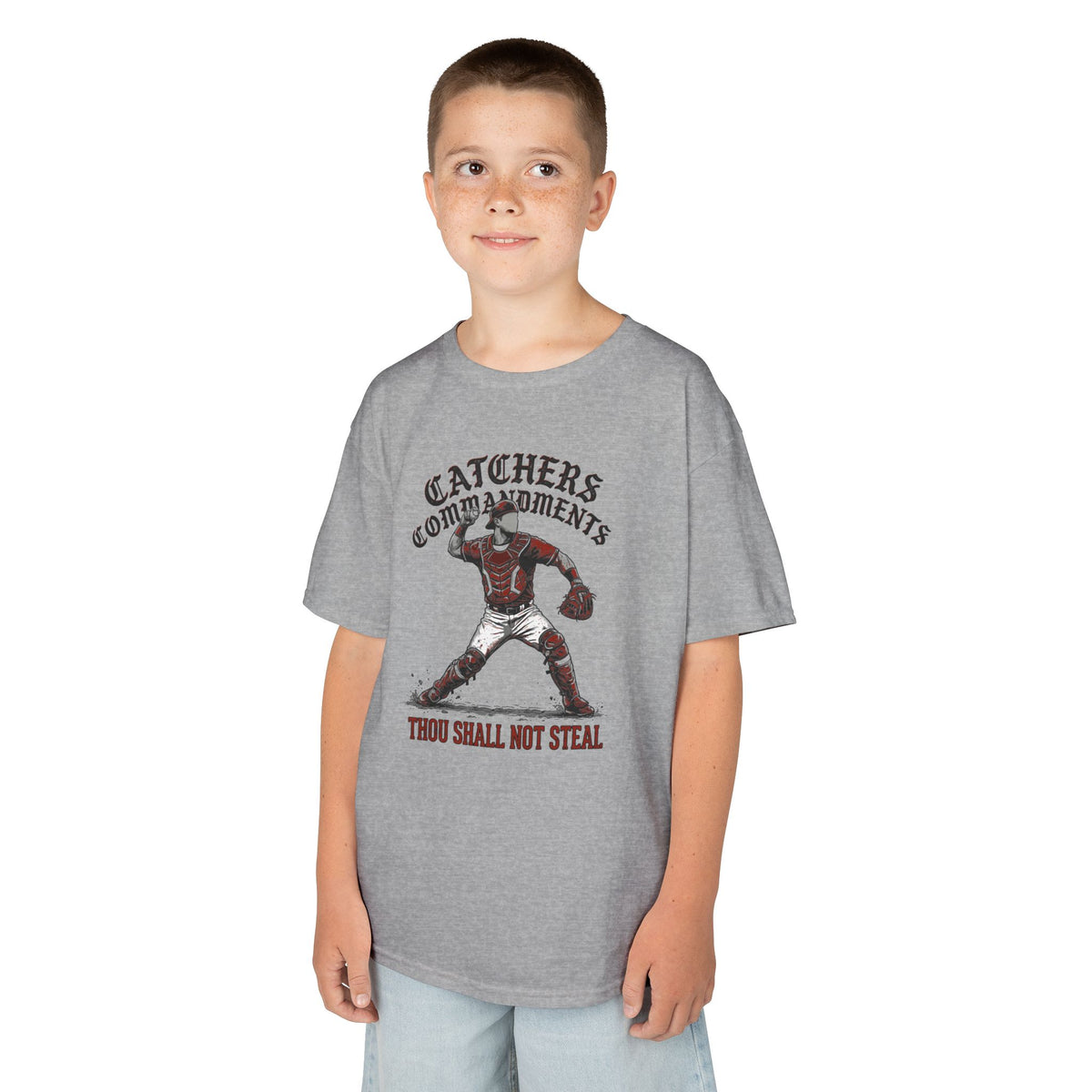 Catchers Commandments Youth Baseball Graphic Tee