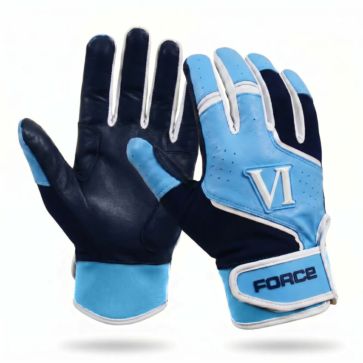 Baby Blue and Navy Hyper Elite Batting Gloves