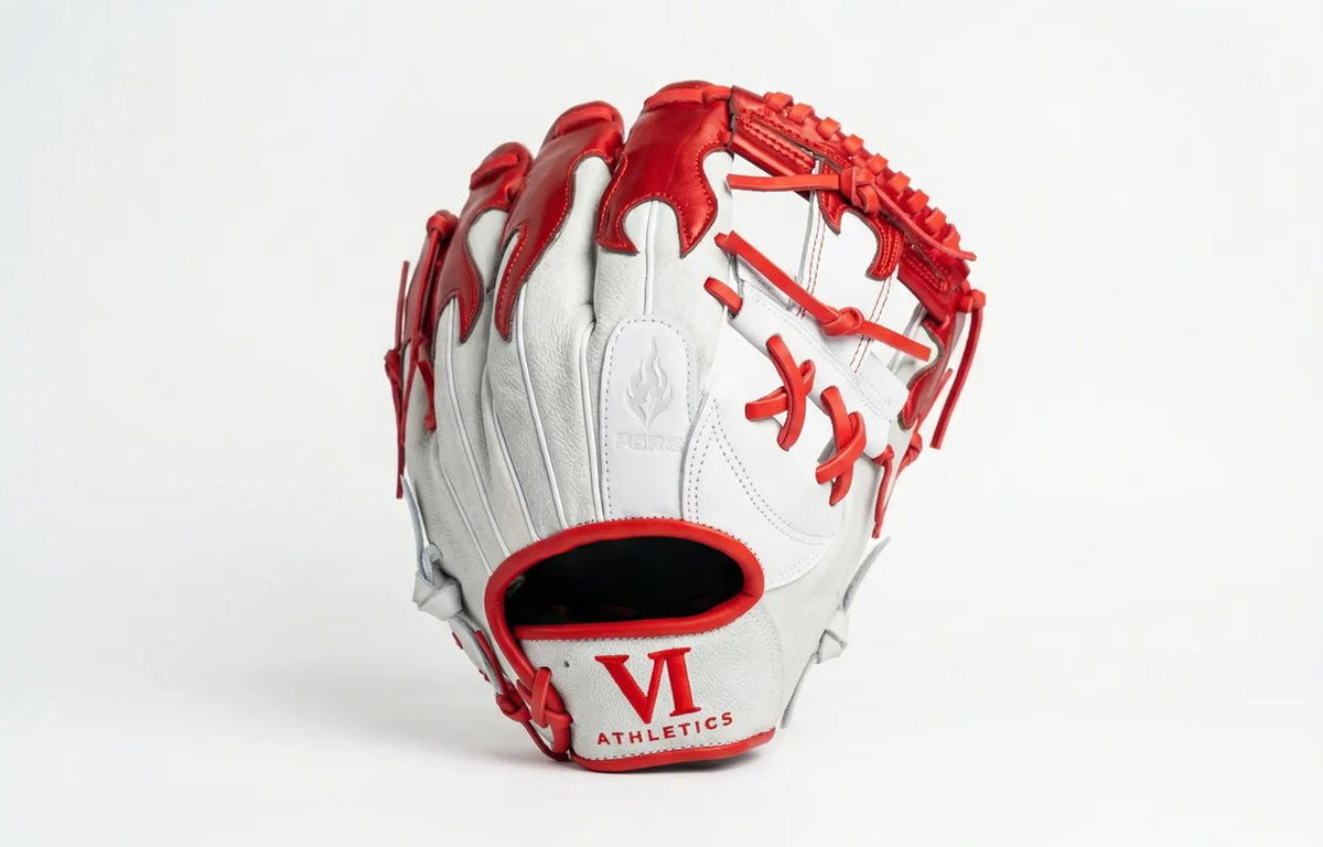 Flame Glove Pebbled White and Shiny Red