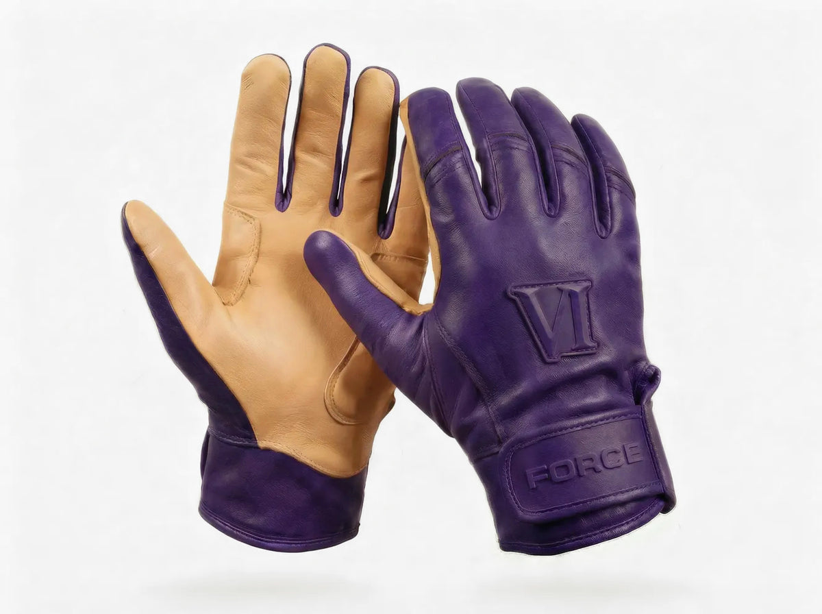 Purple and Tan Pro Elite Batting Gloves