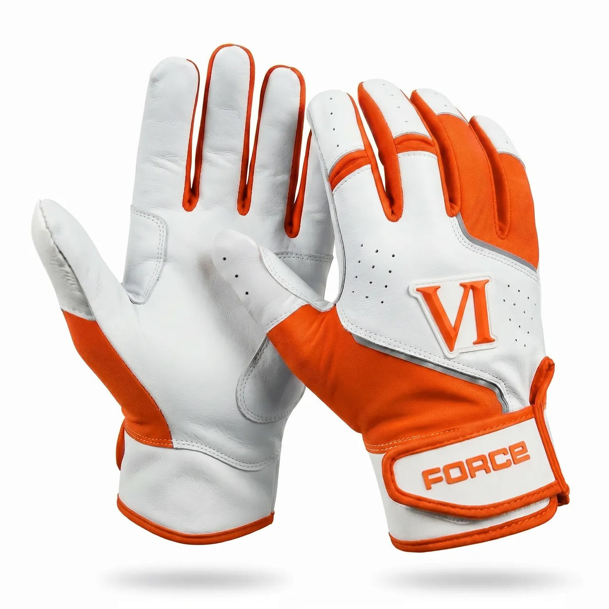 Orange and White Hyper Elite Batting Gloves