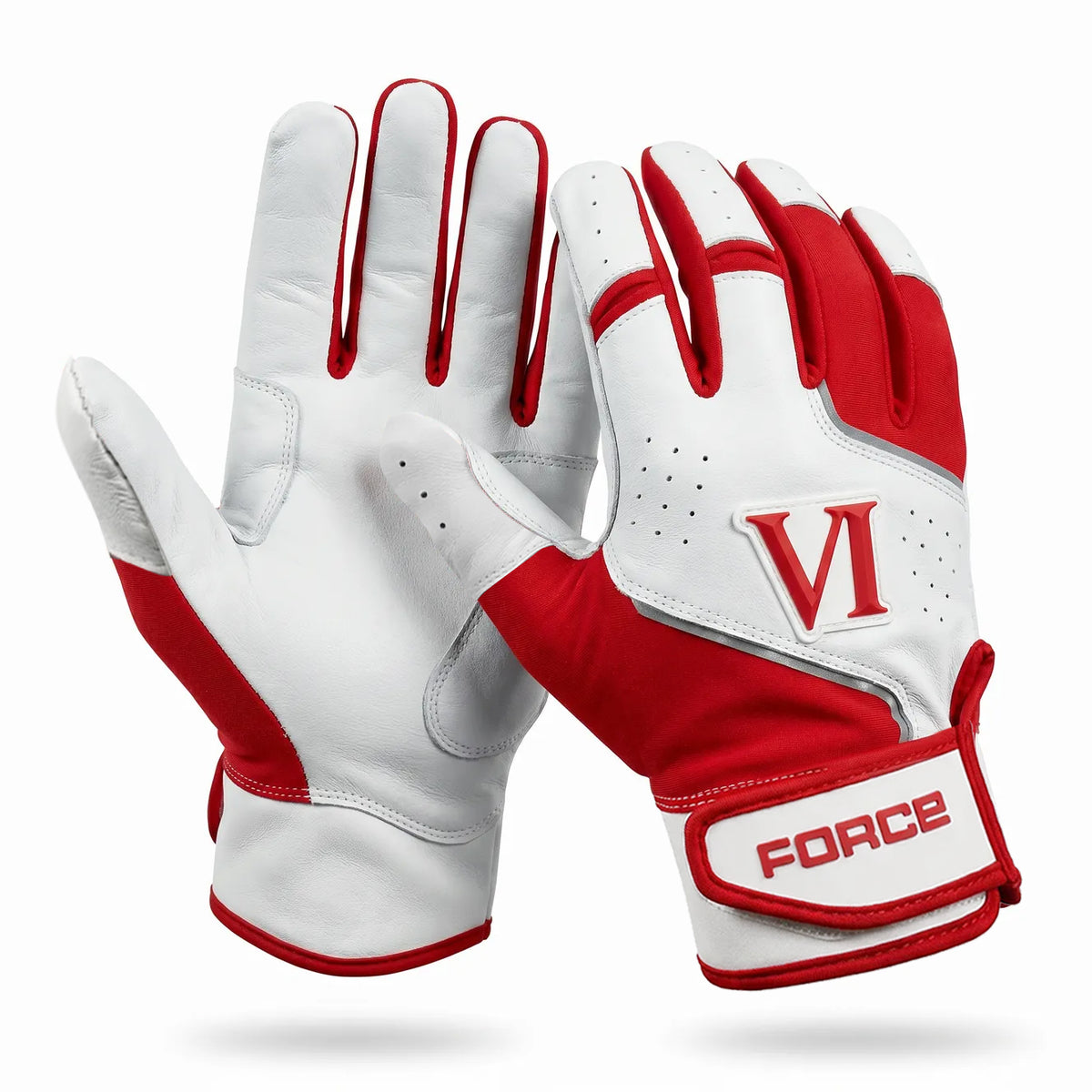 Red and White Hyper Elite Batting Gloves