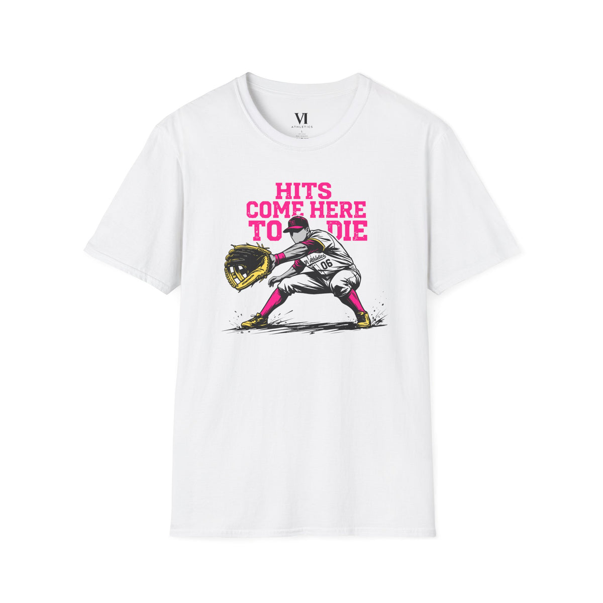 Hits Come Here to Die Infielder Baseball Graphic Tee