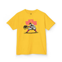 Hits Come Here to Die Infield Youth Baseball Graphic Tee