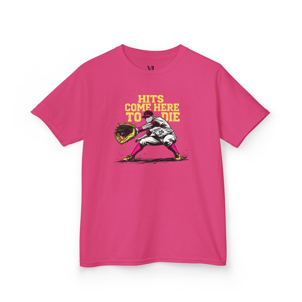 Hits Come Here to Die Infield Youth Baseball Graphic Tee