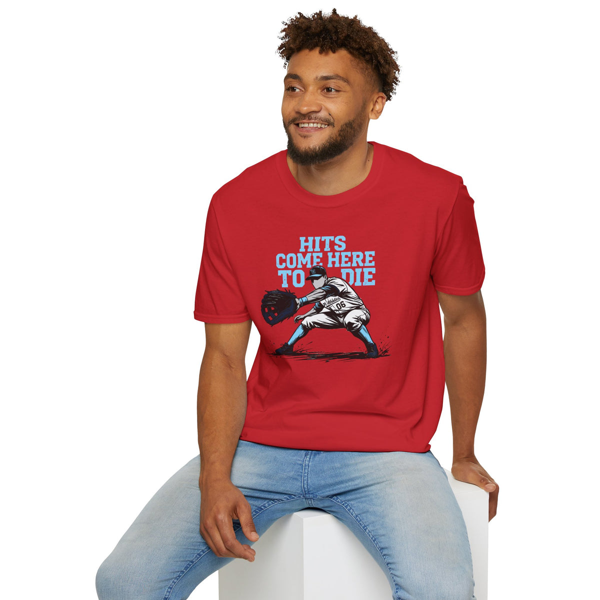 Hits Come Here to Die Infielder Baseball Graphic Tee