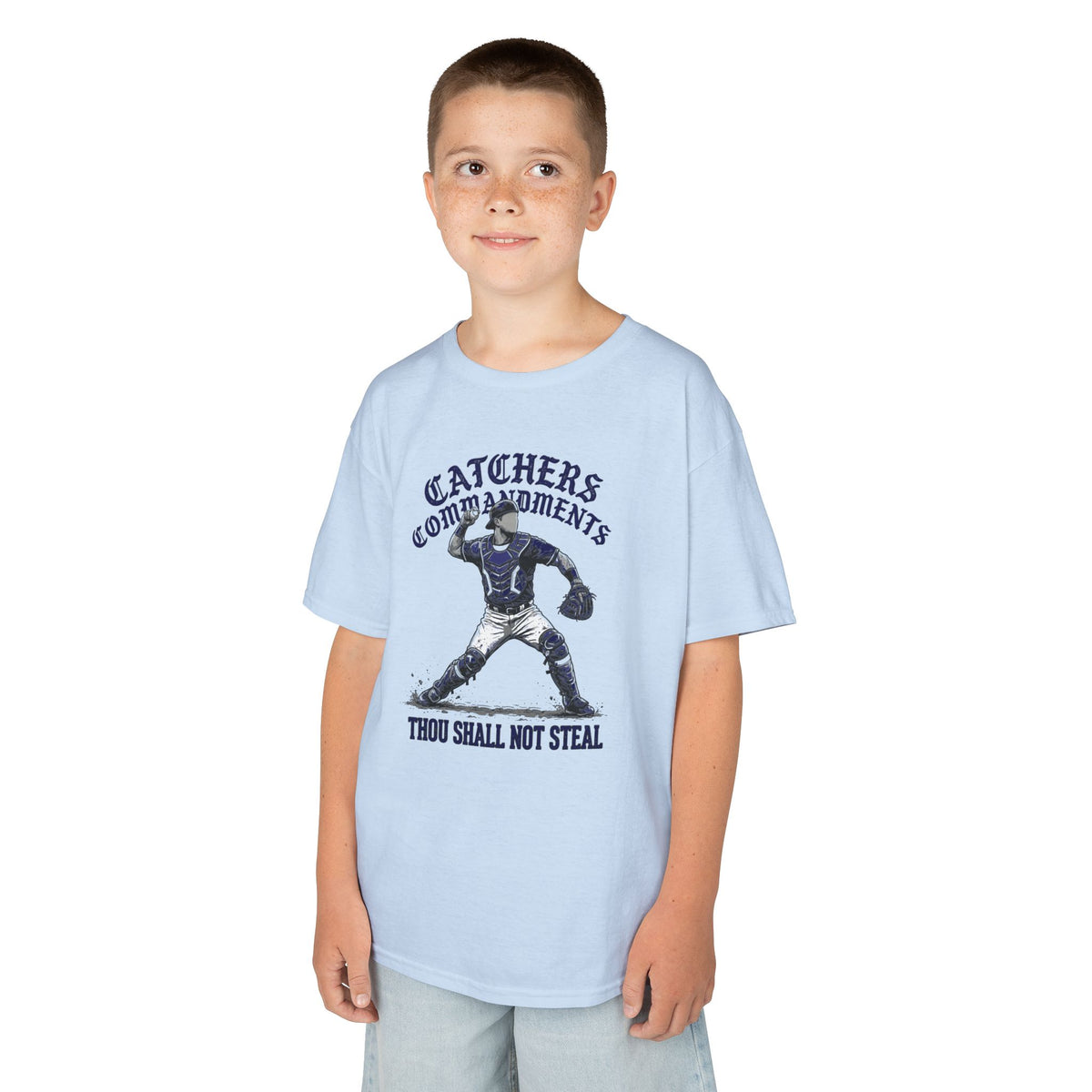 Catchers Commandments Youth Baseball Graphic Tee