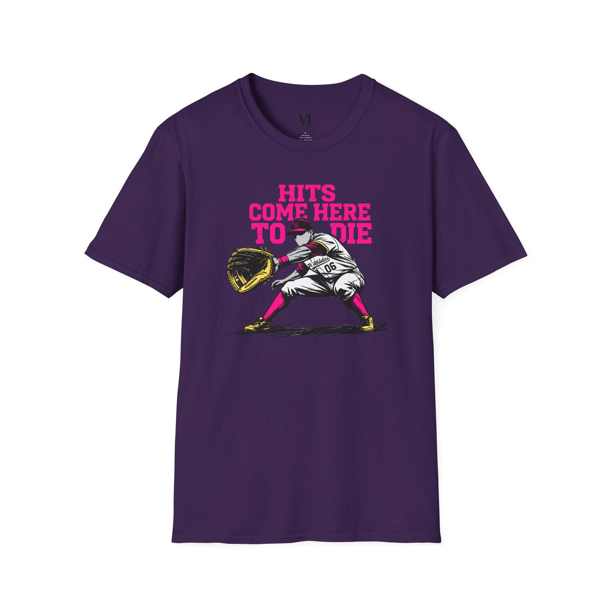Hits Come Here to Die Infielder Baseball Graphic Tee