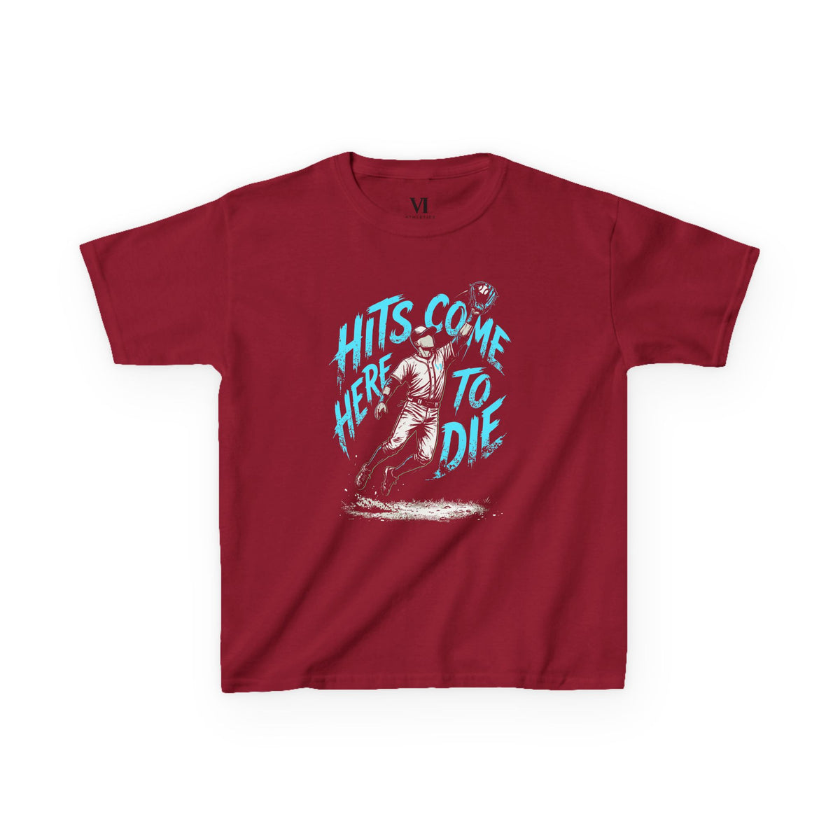 Hits Came Here to Die Youth Baseball Graphic Tee