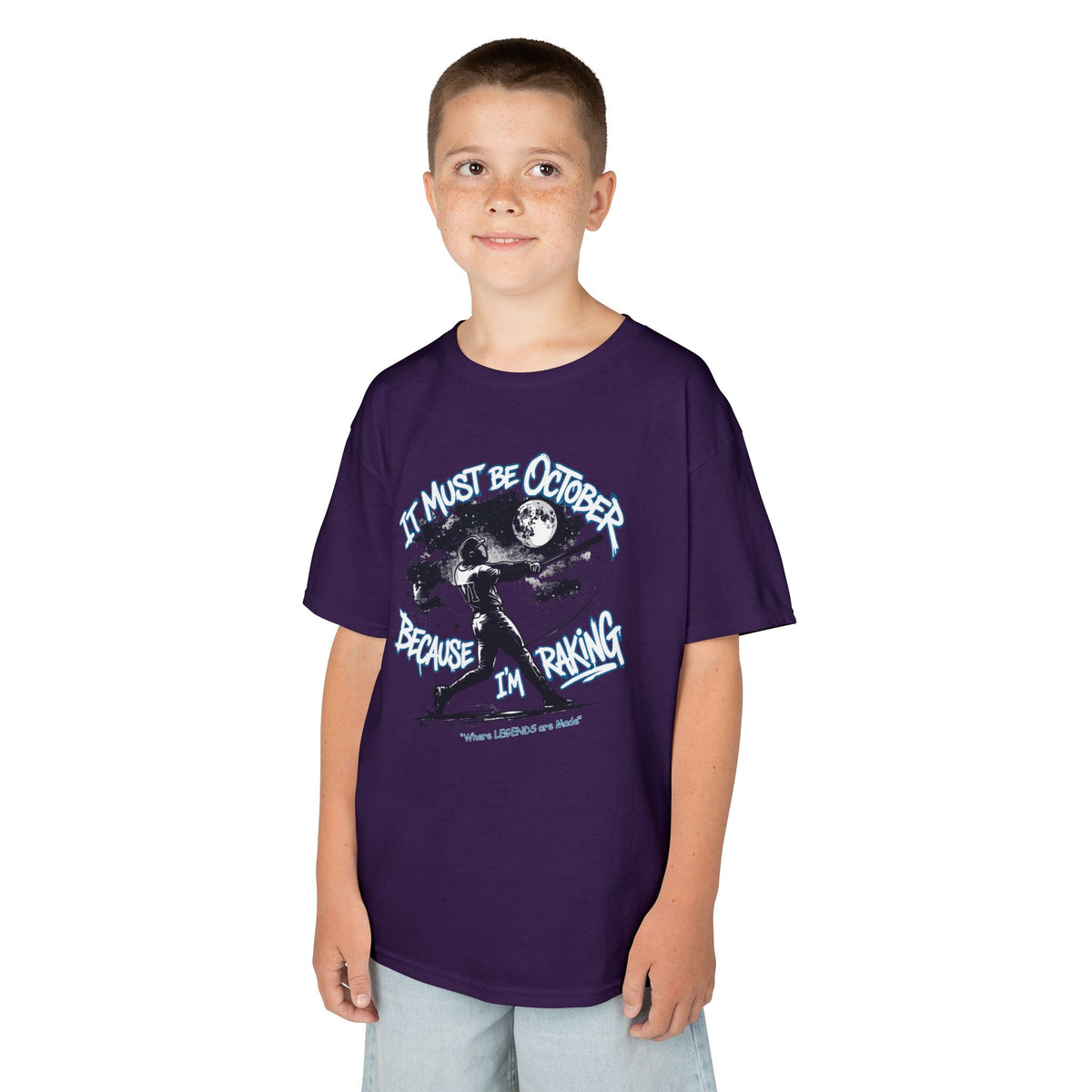 October Raking Youth Baseball Graphic Tee