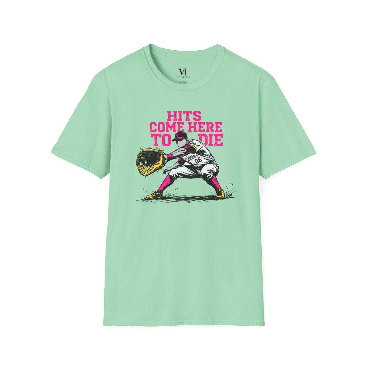 Hits Come Here to Die Infielder Baseball Graphic Tee