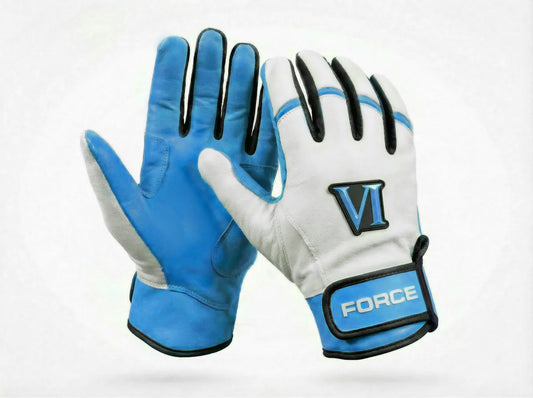 White Sky Blue Black Pro Elite Batting Gloves