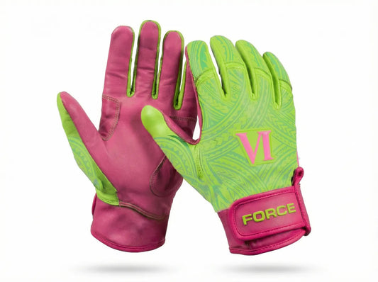 Lime and Pink Samoan Graphic Pro Elite Batting Gloves