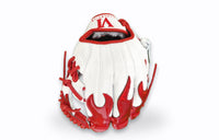 Flame Glove  Pebbled White and Shiny Red