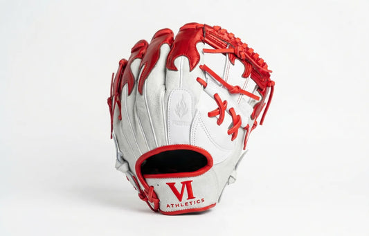 Flame Glove  Pebbled White and Shiny Red