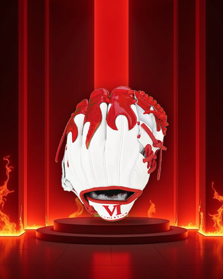 Flame Glove  Pebbled White and Shiny Red