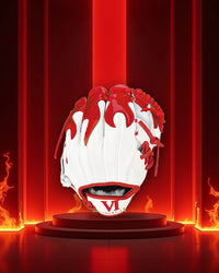 Flame Glove  Pebbled White and Shiny Red
