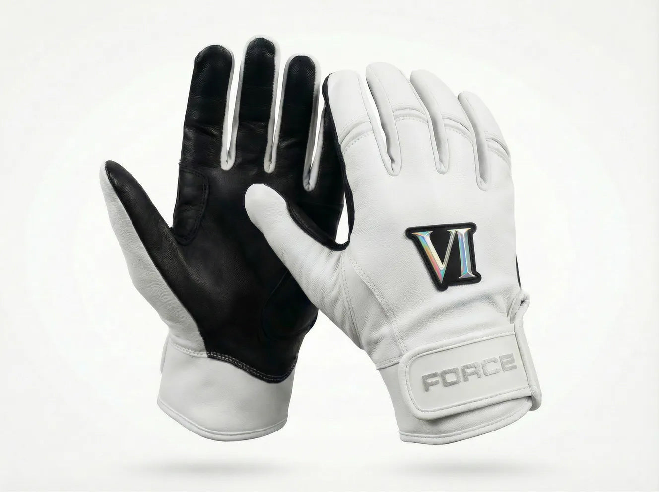 White and Black Pro Elite Batting Gloves